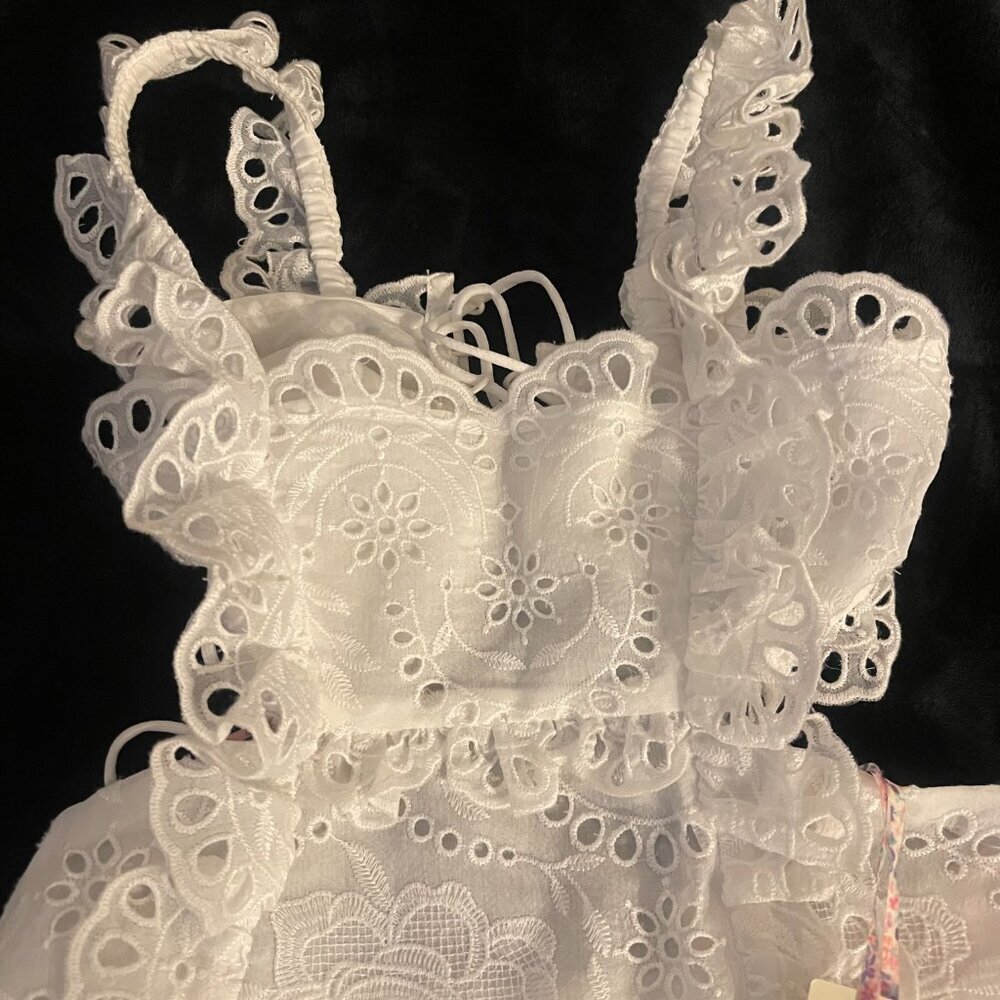 Marlo Kids White Embroidered Eyelet Dress Girls 7–8 New With Tags - Picture 7 of 12